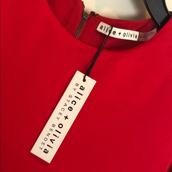 NWT ALICE + OLIVIA SZ 14 classy red dress - Picture 5 of 10